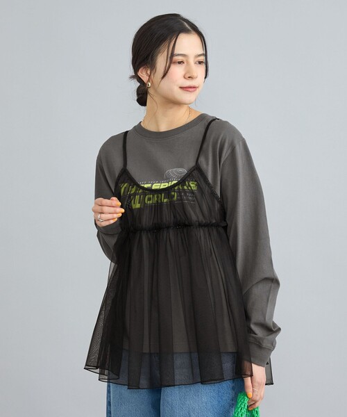 coen（コーエン）の「チュールキャミ付きロックTシャツ（Tシャツ/カットソー・レディース・オフホワイト/ダークグレー/その他2/その他1・L/M）」の20枚目の写真