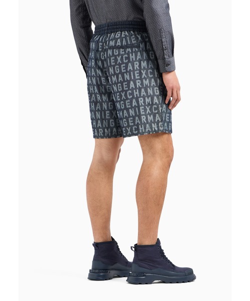 ARMANI EXCHANGE(アルマーニエクスチェンジ)の「【A|X アルマーニ エクスチェンジ】オールオーバーロゴ デニムハーフパンツ(デニムパンツ・メンズ・インディゴブルー・30inch/32inch/31inch/29inch/33inch)」の3枚目の写真