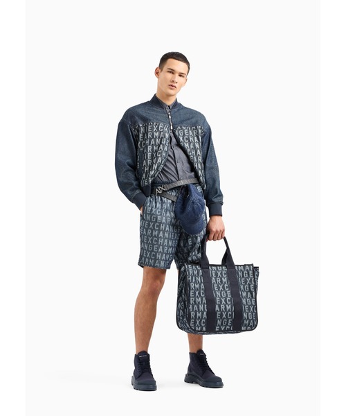ARMANI EXCHANGE(アルマーニエクスチェンジ)の「【A|X アルマーニ エクスチェンジ】オールオーバーロゴ デニムハーフパンツ(デニムパンツ・メンズ・インディゴブルー・30inch/32inch/31inch/29inch/33inch)」の4枚目の写真