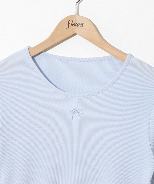 flower（フラワー）の「リボンエンブロイダリーエルエス（Tシャツ/カットソー・レディース・ブルー/ホワイト・FREE）」の15枚目の写真