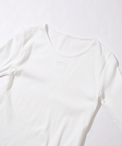 flower（フラワー）の「リボンエンブロイダリーエルエス（Tシャツ/カットソー・レディース・ブルー/ホワイト・FREE）」の21枚目の写真