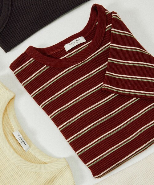 FREAK'S STORE（フリークスストア）の「ワッフル ミニTEE/ワッフルTシャツ（Tシャツ/カットソー・レディース・オフホワイト/ナチュラル/ブラウン/ダークグレー/チャコール/イエロー・ﾌﾘ-）」の8枚目の写真