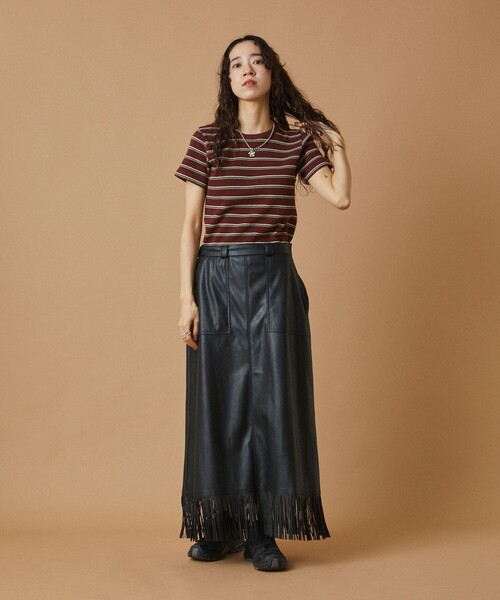 FREAK'S STORE（フリークスストア）の「ワッフル ミニTEE/ワッフルTシャツ（Tシャツ/カットソー・レディース・オフホワイト/ナチュラル/ブラウン/ダークグレー/チャコール/イエロー・ﾌﾘ-）」の11枚目の写真