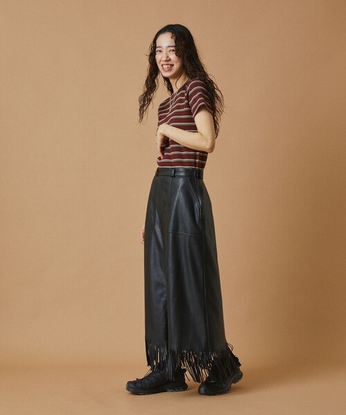 FREAK'S STORE（フリークスストア）の「ワッフル ミニTEE/ワッフルTシャツ（Tシャツ/カットソー・レディース・オフホワイト/ナチュラル/ブラウン/ダークグレー/チャコール/イエロー・ﾌﾘ-）」の12枚目の写真