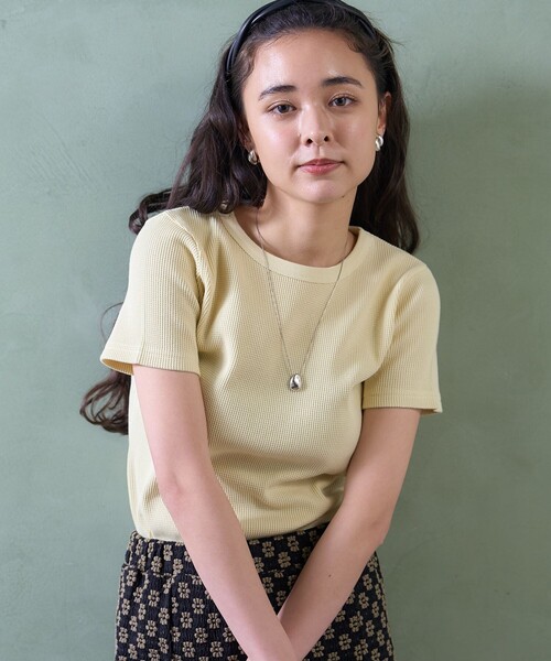 FREAK'S STORE（フリークスストア）の「ワッフル ミニTEE/ワッフルTシャツ（Tシャツ/カットソー・レディース・オフホワイト/ナチュラル/ブラウン/ダークグレー/チャコール/イエロー・ﾌﾘ-）」の20枚目の写真
