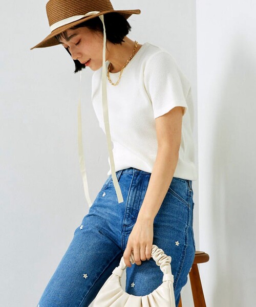 FREAK'S STORE（フリークスストア）の「ワッフル ミニTEE/ワッフルTシャツ（Tシャツ/カットソー・レディース・オフホワイト/ナチュラル/ブラウン/ダークグレー/チャコール/イエロー・ﾌﾘ-）」の21枚目の写真