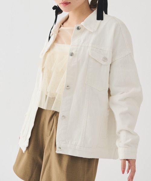 paravion（パラビオン）の「ベーシックGジャン（デニムジャケット・レディース・アイボリー・FREE）」の4枚目の写真