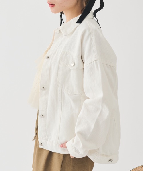 paravion（パラビオン）の「ベーシックGジャン（デニムジャケット・レディース・アイボリー・FREE）」の5枚目の写真