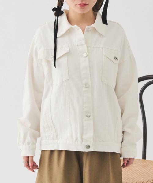 paravion（パラビオン）の「ベーシックGジャン（デニムジャケット・レディース・アイボリー・FREE）」の7枚目の写真