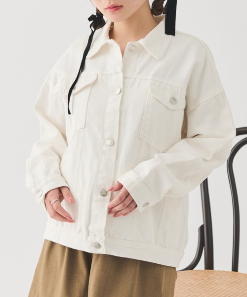 paravion（パラビオン）の「ベーシックGジャン（デニムジャケット・レディース・アイボリー・FREE）」の8枚目の写真