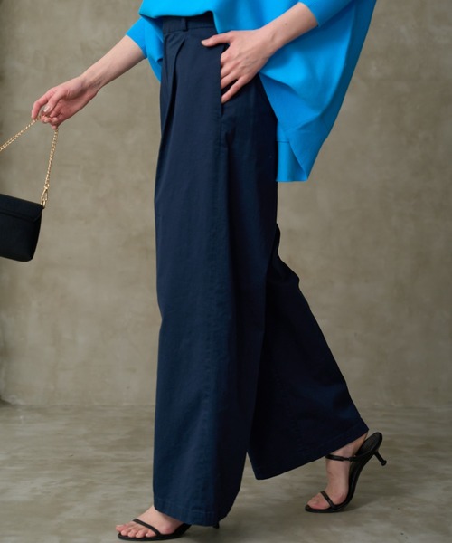 BARNYARDSTORM（バンヤードストーム）の「BARNYARDSTORM / タックワイドパンツ（チノパンツ・レディース・ベージュ/ネイビー・S/M/L）」の10枚目の写真