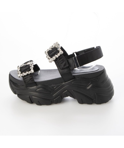 Mafmof(マフモフ)の「Mafmof(マフモフ)7.5cm厚底ソールビジュー×ギャザーベルトスポーツサンダル(サンダル・レディース・パープル/ホワイト/グレー/ブラック・L/M/LL/S)」の13枚目の写真