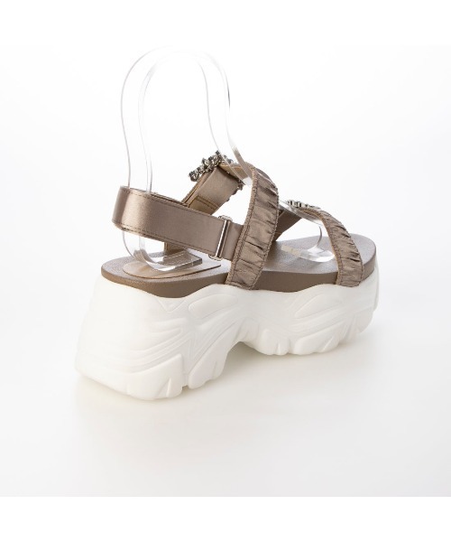 Mafmof(マフモフ)の「Mafmof(マフモフ)7.5cm厚底ソールビジュー×ギャザーベルトスポーツサンダル(サンダル・レディース・パープル/ホワイト/グレー/ブラック・L/M/LL/S)」の18枚目の写真