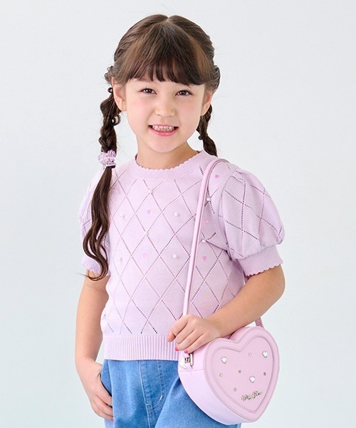 【セール】5分袖 透かし編ニット（ニット/セーター）｜mezzo piano（メゾピアノ）