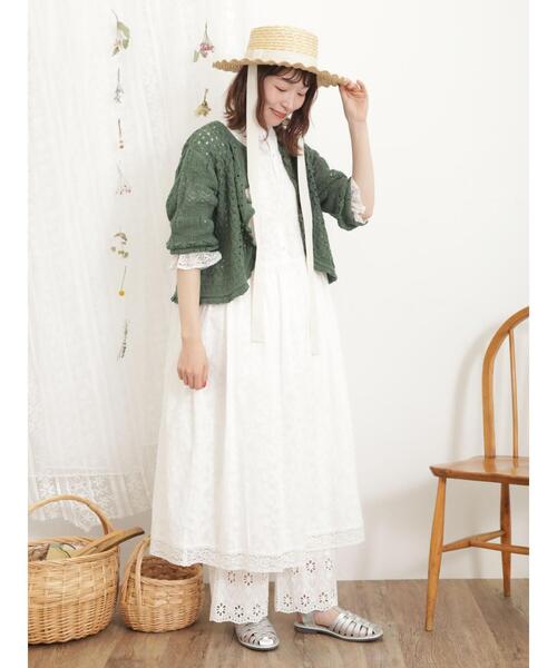 Samansa Mos2（サマンサ モスモス）の「透かし編みフリルカーディガン