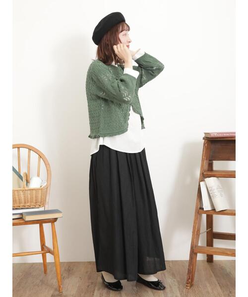 Samansa Mos2（サマンサ モスモス）の「透かし編みフリルカーディガン（カーディガン/ボレロ・レディース・グリーン/キナリ/ブラック・F）」の12枚目の写真