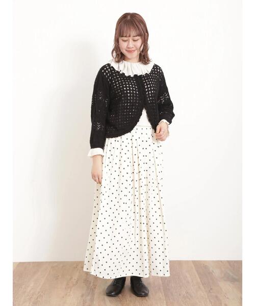 Samansa Mos2（サマンサ モスモス）の「透かし編みフリルカーディガン（カーディガン/ボレロ・レディース・グリーン/キナリ/ブラック・F）」の17枚目の写真