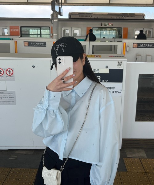 RiLi(リリ)の「リボンビジューキャップ【RL】(キャップ・レディース・ホワイト/アイボリー/ブラック・FREE)」の8枚目の写真