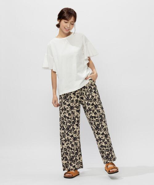 BACK NUMBER（バックナンバー）の「BACK NUMBER(バックナンバー)フレア袖レース付き半袖トップス（Tシャツ/カットソー・レディース・ホワイト/ブラック・M/L/XL）」の9枚目の写真