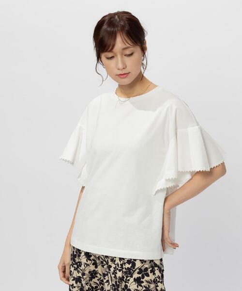 BACK NUMBER（バックナンバー）の「BACK NUMBER(バックナンバー)フレア袖レース付き半袖トップス（Tシャツ/カットソー・レディース・ホワイト/ブラック・M/L/XL）」の10枚目の写真