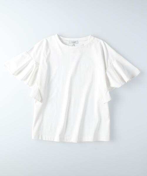 BACK NUMBER（バックナンバー）の「BACK NUMBER(バックナンバー)フレア袖レース付き半袖トップス（Tシャツ/カットソー・レディース・ホワイト/ブラック・M/L/XL）」の15枚目の写真