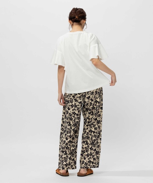 BACK NUMBER(バックナンバー)の「【接触冷感】【BACK NUMBER】フレア袖レース付き半袖トップス(Tシャツ/カットソー・レディース・ホワイト/ブラック・M/L/XL)」の4枚目の写真