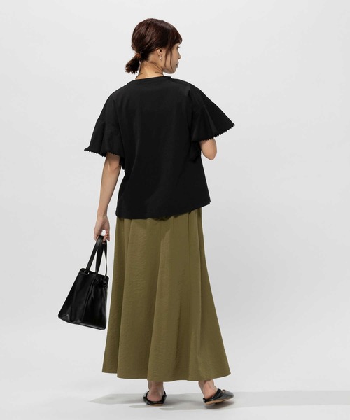 BACK NUMBER(バックナンバー)の「【接触冷感】【BACK NUMBER】フレア袖レース付き半袖トップス(Tシャツ/カットソー・レディース・ホワイト/ブラック・M/L/XL)」の7枚目の写真