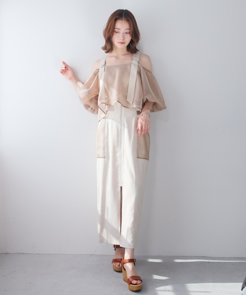 LADYMADE（レディメイド）の「メッシュバルーンスリーブキャミトップス（シャツ/ブラウス・レディース・ベージュ/ブラック・FREE）」の5枚目の写真