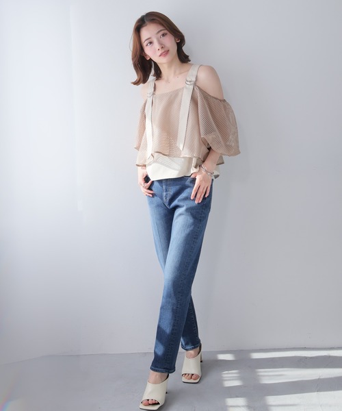 LADYMADE（レディメイド）の「メッシュバルーンスリーブキャミトップス（シャツ/ブラウス・レディース・ベージュ/ブラック・FREE）」の6枚目の写真