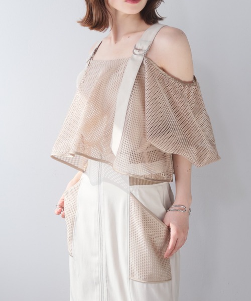 LADYMADE（レディメイド）の「メッシュバルーンスリーブキャミトップス（シャツ/ブラウス・レディース・ベージュ/ブラック・FREE）」の14枚目の写真