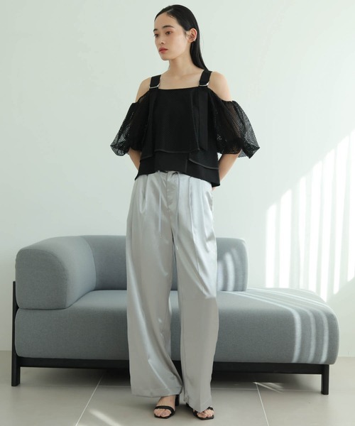 LADYMADE（レディメイド）の「メッシュバルーンスリーブキャミトップス（シャツ/ブラウス・レディース・ベージュ/ブラック・FREE）」の12枚目の写真