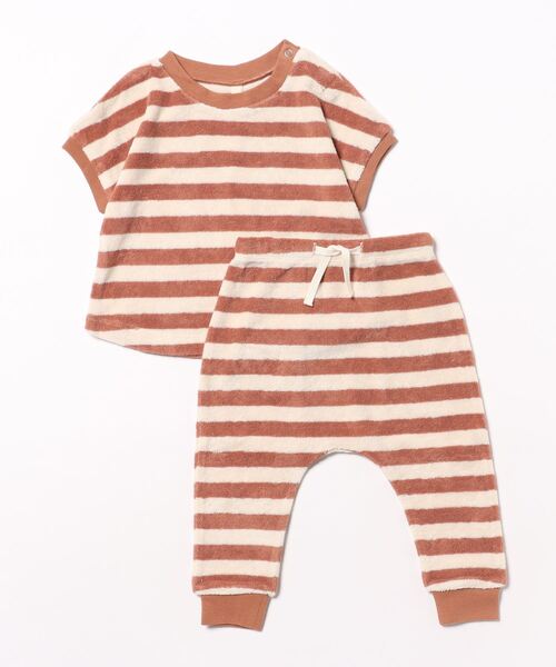 【セール】★Quincy Mae★TERRY TEE + PANT SET | AMBER-STRIPE（その他ベビー用品）｜Quincy Mae（クインシーメイ）