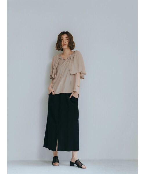 YECCA VECCA（イェッカヴェッカ）の「コットンリブロングスリットスカート（スカート・レディース・ブラック/ダークベージュ/グリーン・FREE）」の6枚目の写真