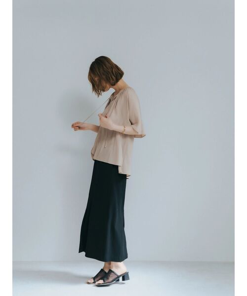YECCA VECCA（イェッカヴェッカ）の「コットンリブロングスリットスカート（スカート・レディース・ブラック/ダークベージュ/グリーン・FREE）」の7枚目の写真