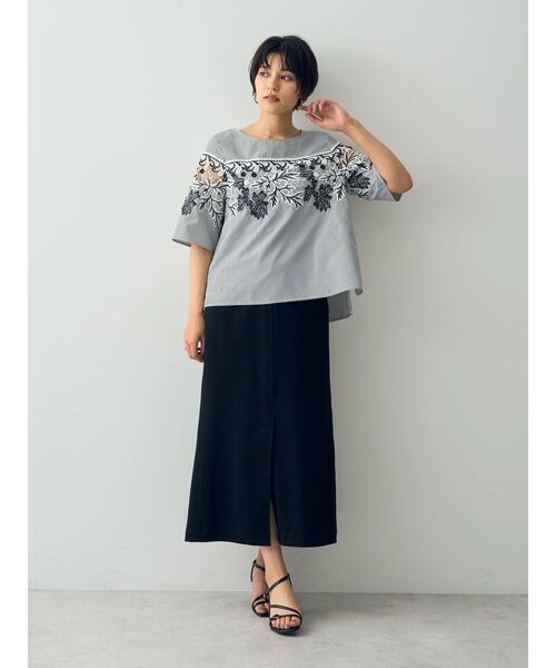 YECCA VECCA（イェッカヴェッカ）の「コットンリブロングスリットスカート（スカート・レディース・ブラック/ダークベージュ/グリーン・FREE）」の9枚目の写真