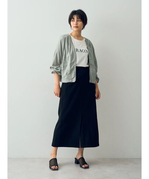 YECCA VECCA（イェッカヴェッカ）の「コットンリブロングスリットスカート（スカート・レディース・ブラック/ダークベージュ/グリーン・FREE）」の10枚目の写真