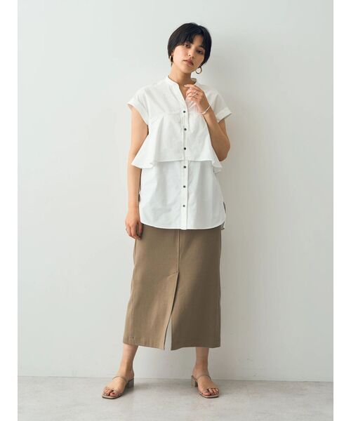 YECCA VECCA（イェッカヴェッカ）の「コットンリブロングスリットスカート（スカート・レディース・ブラック/ダークベージュ/グリーン・FREE）」の11枚目の写真