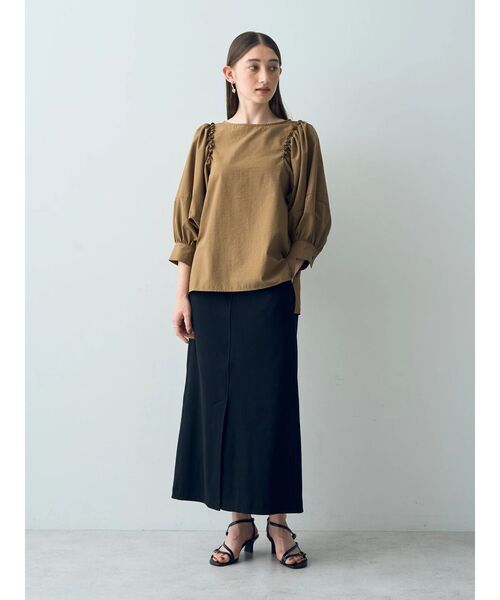 YECCA VECCA（イェッカヴェッカ）の「コットンリブロングスリットスカート（スカート・レディース・ブラック/ダークベージュ/グリーン・FREE）」の12枚目の写真