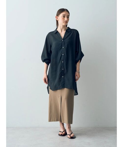 YECCA VECCA（イェッカヴェッカ）の「コットンリブロングスリットスカート（スカート・レディース・ブラック/ダークベージュ/グリーン・FREE）」の13枚目の写真