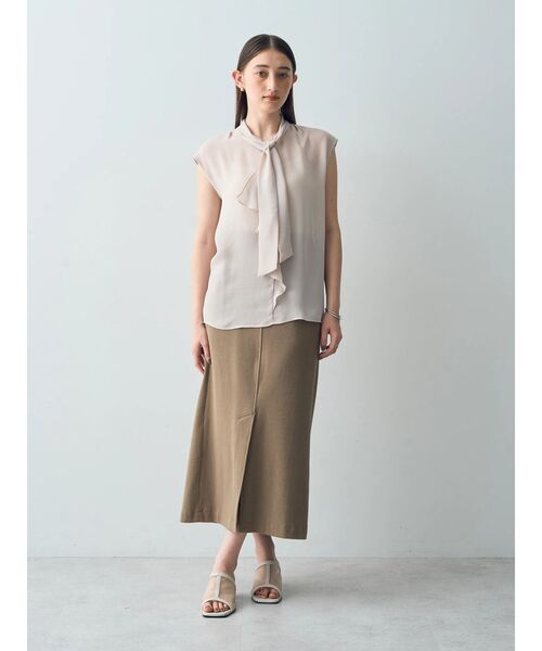 YECCA VECCA（イェッカヴェッカ）の「コットンリブロングスリットスカート（スカート・レディース・ブラック/ダークベージュ/グリーン・FREE）」の14枚目の写真