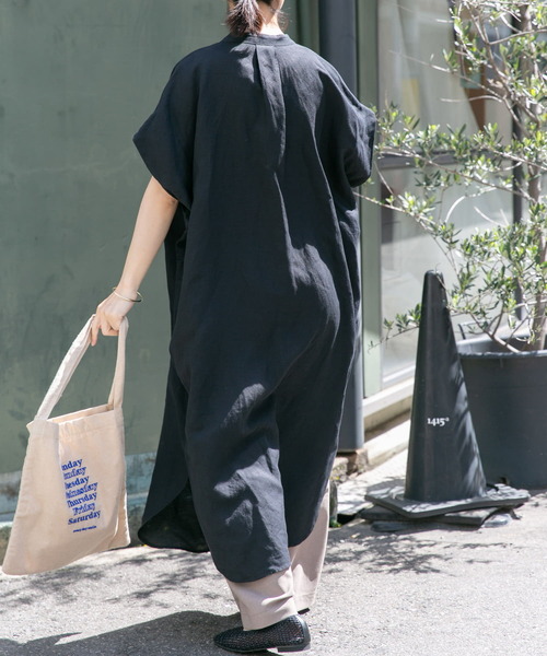 FORK&SPOON（フォークアンドスプーン）の「FORK&SPOON　リネンレーヨンシャツワンピース（ワンピース・レディース・ストライプ/ブラック・1）」の6枚目の写真