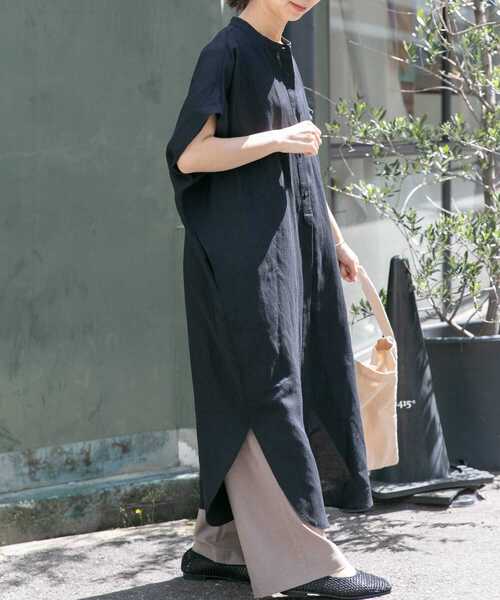 FORK&SPOON（フォークアンドスプーン）の「FORK&SPOON　リネンレーヨンシャツワンピース（ワンピース・レディース・ストライプ/ブラック・1）」の7枚目の写真