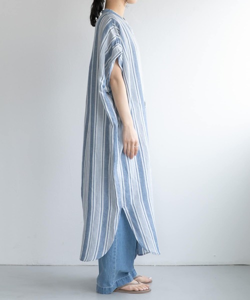 FORK&SPOON（フォークアンドスプーン）の「FORK&SPOON　リネンレーヨンシャツワンピース（ワンピース・レディース・ストライプ/ブラック・1）」の21枚目の写真