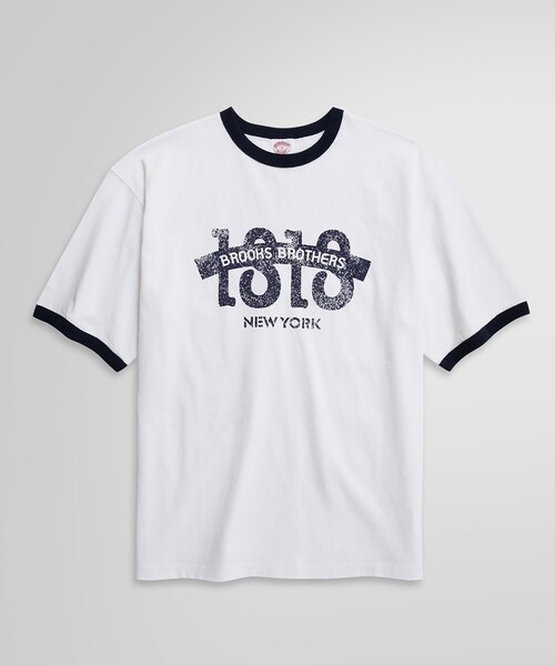 【セール】◆オンラインストア限定◆SS24 LOGO Series コットン ロゴプリント リンガーＴシャツ（Tシャツ/カットソー）｜BROOKS BROTHERS（ブルックスブラザーズ）