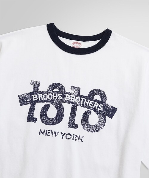 【セール】◆オンラインストア限定◆SS24 LOGO Series コットン ロゴプリント リンガーＴシャツ（Tシャツ/カットソー）｜BROOKS BROTHERS（ブルックスブラザーズ）