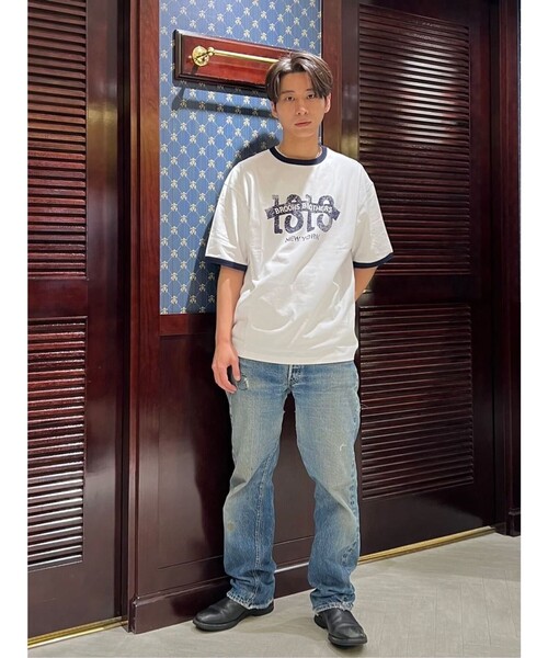 【セール】◆オンラインストア限定◆SS24 LOGO Series コットン ロゴプリント リンガーＴシャツ（Tシャツ/カットソー）｜BROOKS BROTHERS（ブルックスブラザーズ）