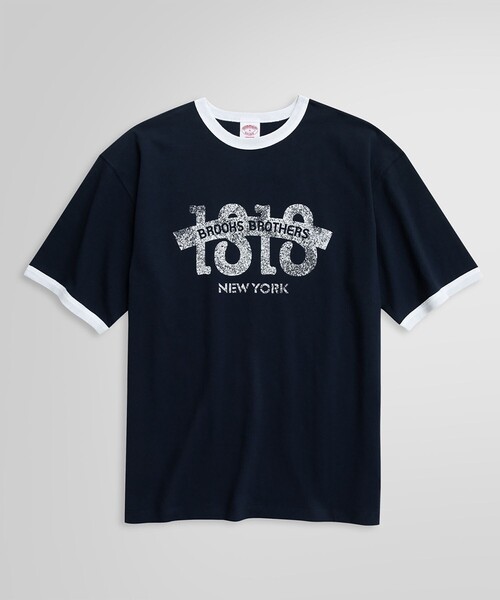 【セール】◆オンラインストア限定◆SS24 LOGO Series コットン ロゴプリント リンガーＴシャツ（Tシャツ/カットソー）｜BROOKS BROTHERS（ブルックスブラザーズ）