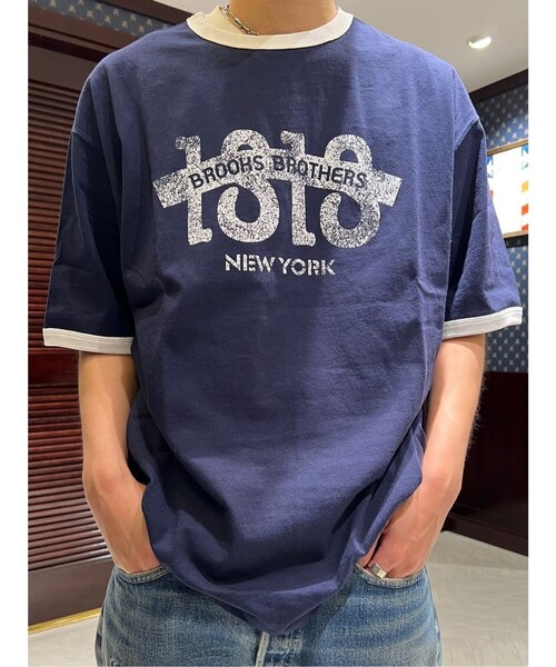 【セール】◆オンラインストア限定◆SS24 LOGO Series コットン ロゴプリント リンガーＴシャツ（Tシャツ/カットソー）｜BROOKS BROTHERS（ブルックスブラザーズ）