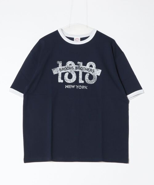 【セール】◆オンラインストア限定◆SS24 LOGO Series コットン ロゴプリント リンガーＴシャツ（Tシャツ/カットソー）｜BROOKS BROTHERS（ブルックスブラザーズ）
