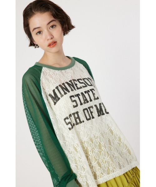 RODEO CROWNS WIDE BOWL（ロデオクラウンズワイドボウル）の「レースドッキングラグランシアートップス（Tシャツ/カットソー・レディース・ライトピンク/ダークグリーン/ネイビー・FREE）」の20枚目の写真